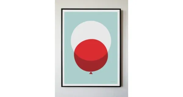 big red balloon print by honey& bloom