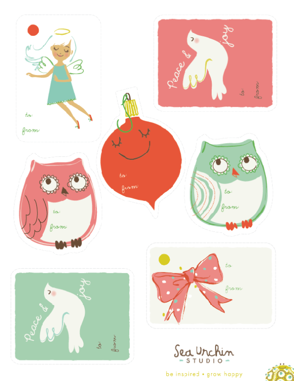 Free printable holiday gift tags from Sea Urchin Studio | Cool Mom Picks