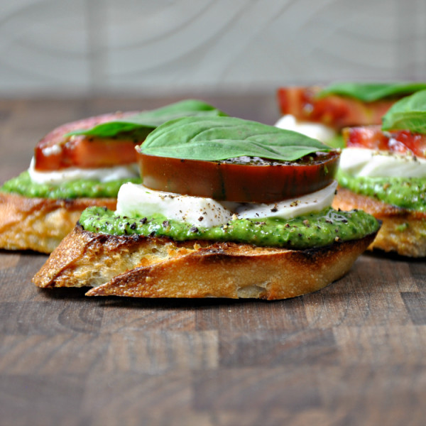 Caprese Crostini with Pesto on Cool Mom Picks