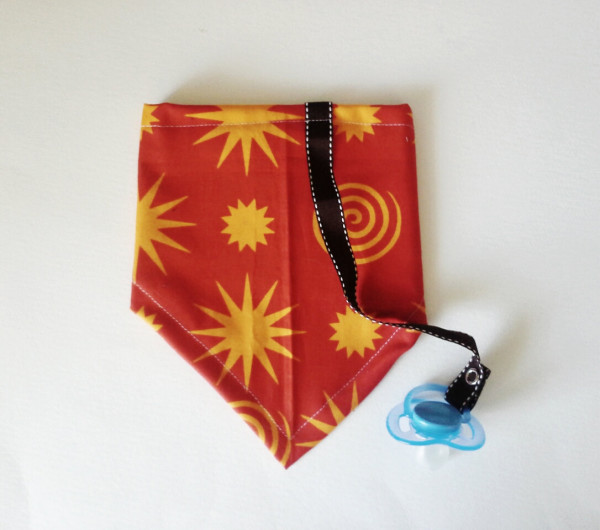 Bandana baby bib with pacifier clip from Seven White Rabbits on Etsy