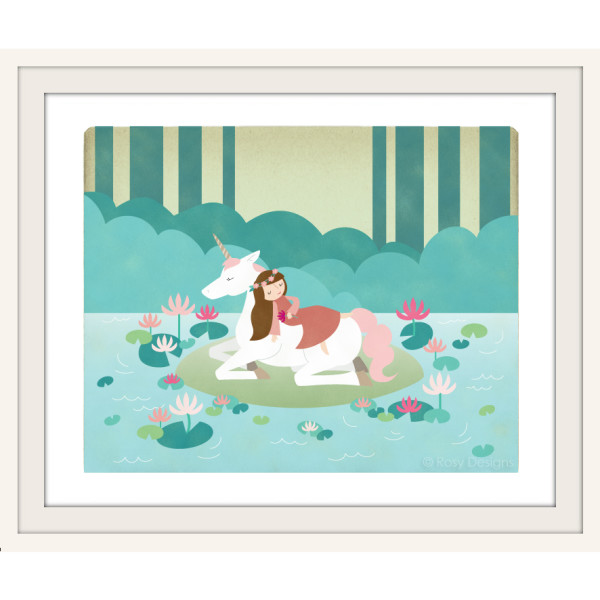 Fairy tale art: Sleeping Beauty with unicorn