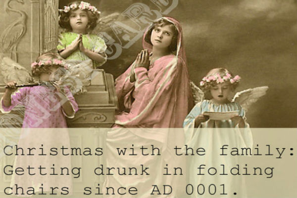 Funny Christmas cards: Getting Drunk in Folding Chairs at Brutally Honest Cards