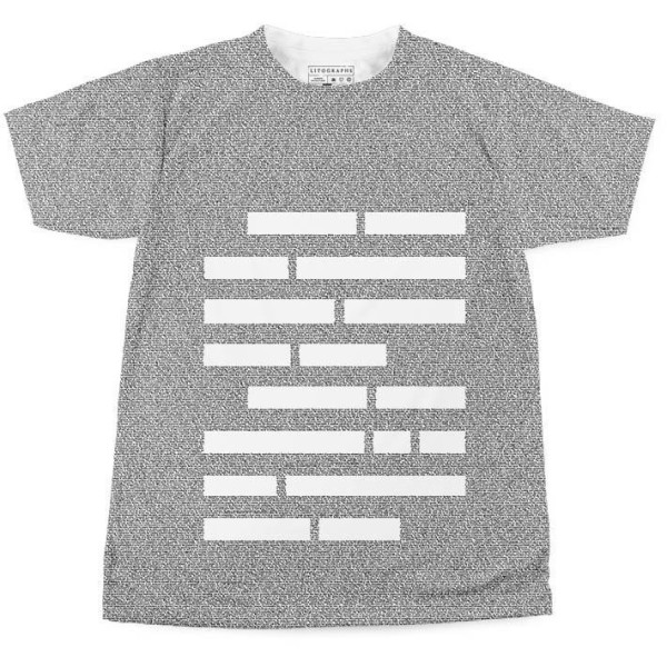 Elements of Style tee made up entirely of text from the book