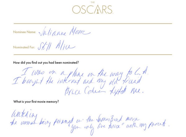 Julianne Moore Oscars questionnaire