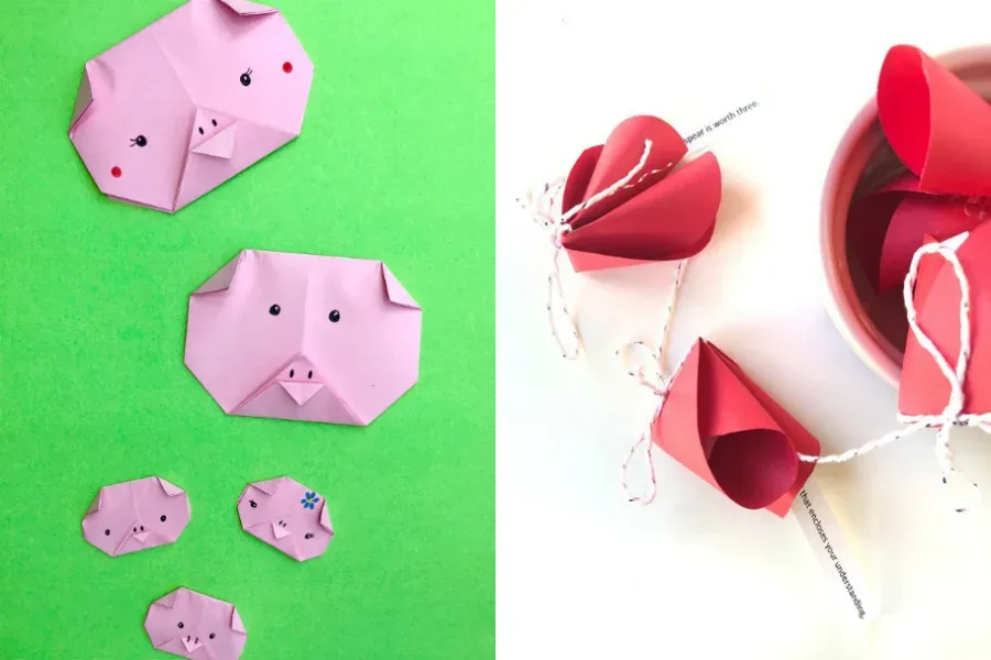 Chinese New Year crafts for kids: Chinese New Year easy paper pig craft at Easy, Peasy, and Fun
