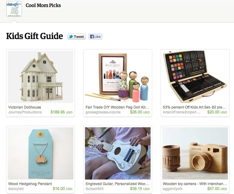 Etsy Tastemaker Pages - Shopping guide from Cool Mom Picks