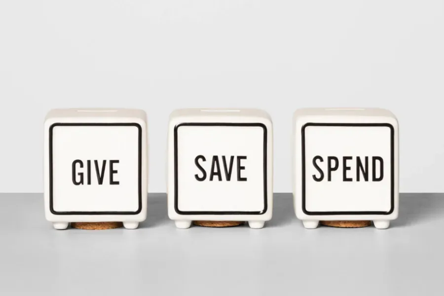 We love this piggy bank that helps kids get their priorities straight