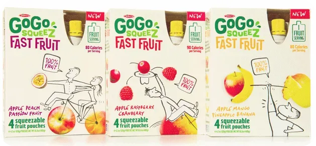 Fast Fruit for grownups on the GoGo. (Yes, squeeze packs for grownups!)
