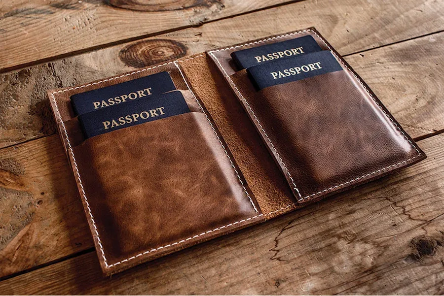 Practical Father's Day gifts that are still cool: Handmade leather family passport case from Portland Leather