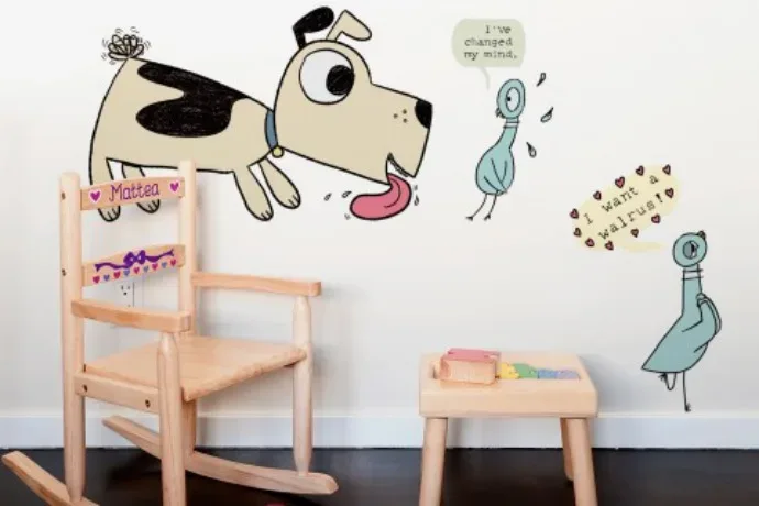 Mo Willems Wall Decals featuring Pigeon and Puppy by Blik