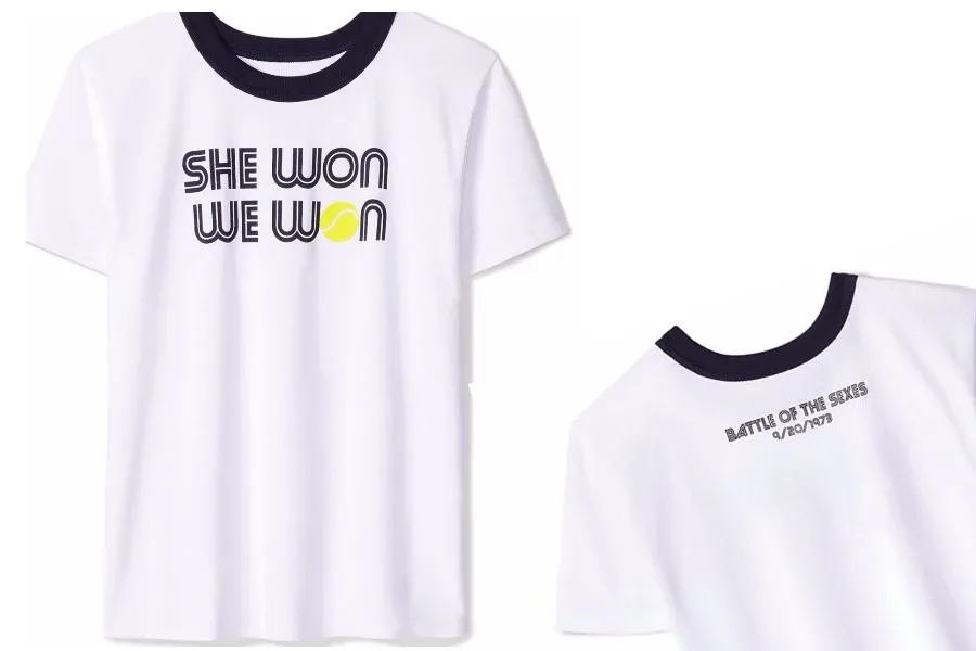 Tory Burch's limited edition "Battle of the Sexes" tee commemorating Billie Jean King's historic trouncing of Bobby Riggs in 1973