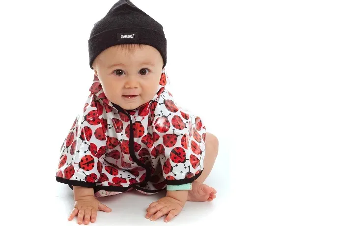 Satsuma Designs Baby Rain Poncho in ladybug print