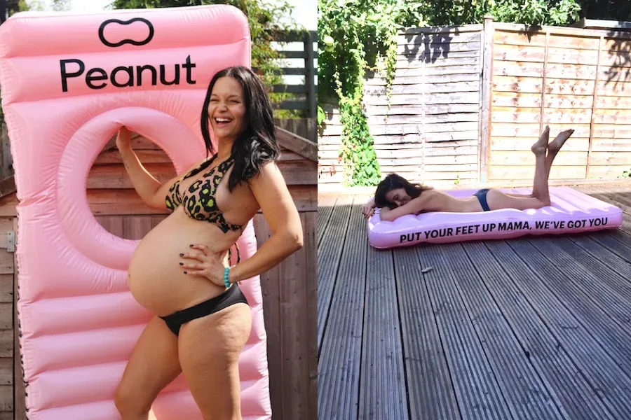 The Peanut pregnancy pool float accommodates growing bellies