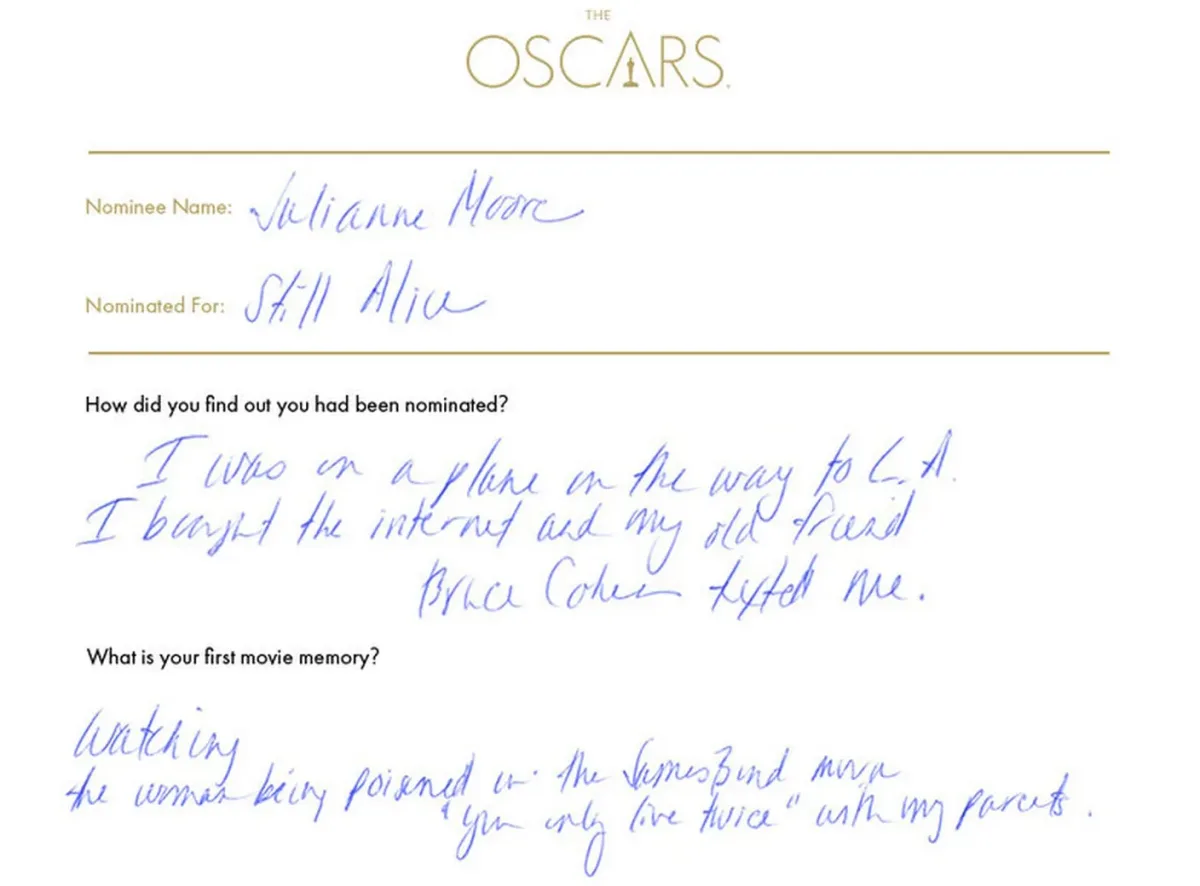 Julianne Moore Oscars questionnaire