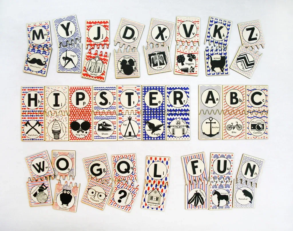Hipster ABC matching tiles set from Tree Hopper Toys