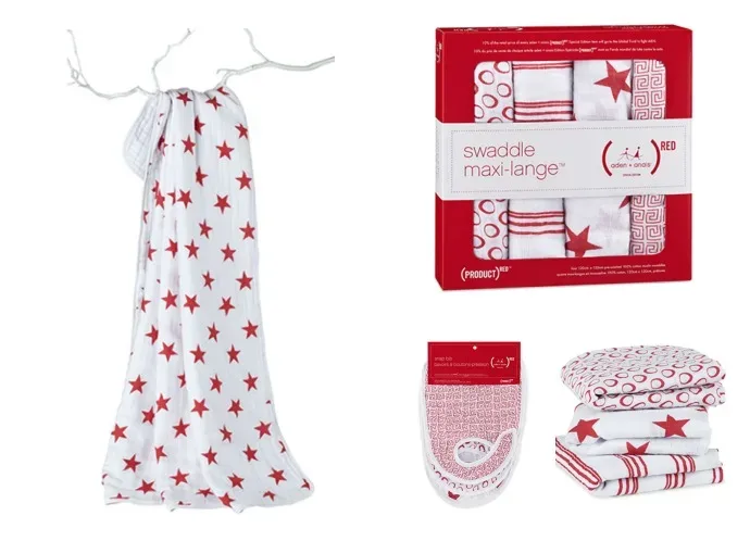 aden and anais for PROJECT (RED) swaddle collection