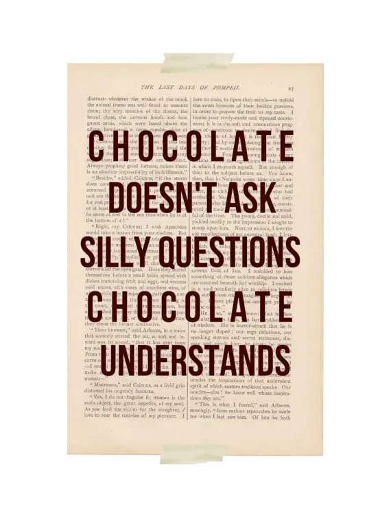 Funny art quote: Chocolate Doesn't Ask Silly Questions at ExLibrisJournals