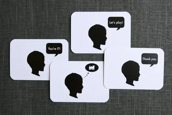 Personalized silhouette thank you notes on Etsy