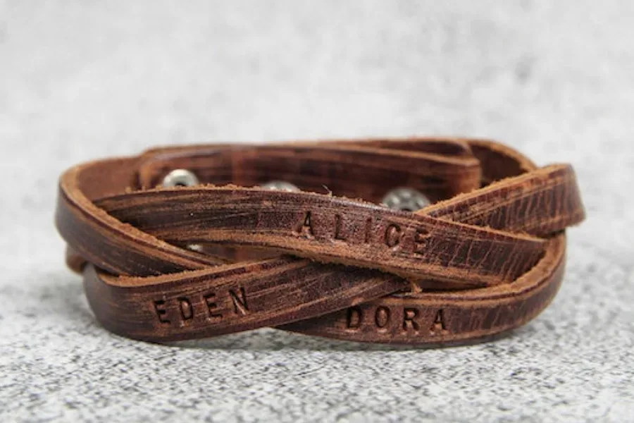 A cool custom leather wrap band for the rock n roll dad on Father's Day
