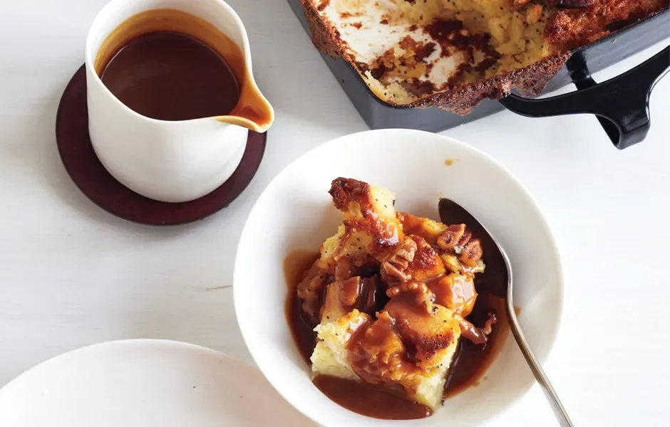 Best boozy desserts: Pecan Bourbon Butterscotch Bread Pudding at Epicurious