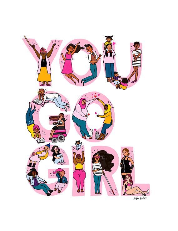 You Go Girl illustrated print, tote, tee, and more by Tyler Feder of Roaring Softly