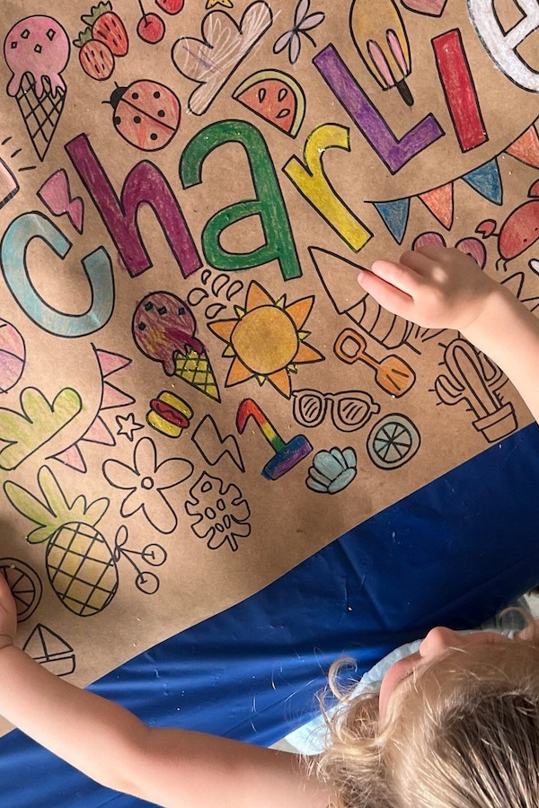 Kids giant doodling roll themed around summer, birthday, and more: Best gifts for 5 year old | via KenzieCollection on Etsy