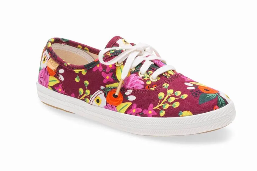 Now in kids' sizes: Keds x Rifle Paper Co. floral sneakers like this Champion Vintage Blossoms pattern