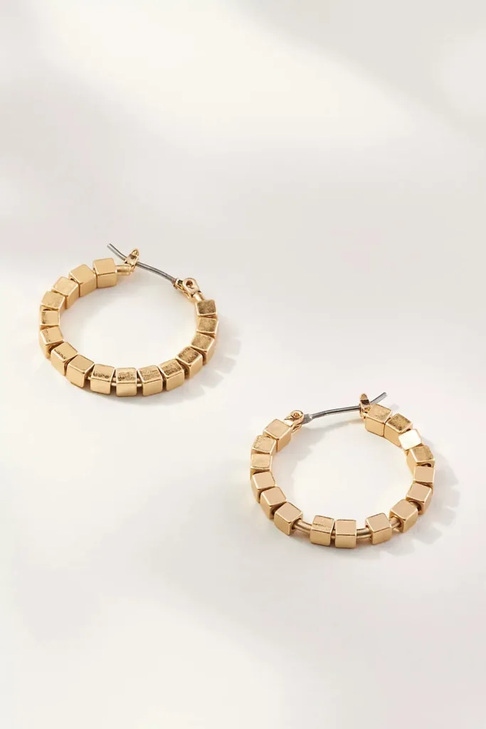 Square Bead Hoop Earrings (Anthropologie)