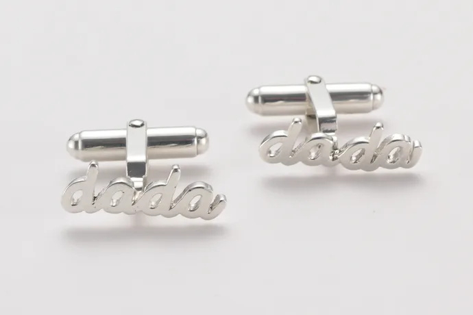 These sterling silver Dada cufflinks from Tali Gillette let dad wear his love on his sleeve.