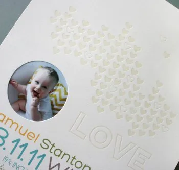 A new mom keepsake in glorious letterpress