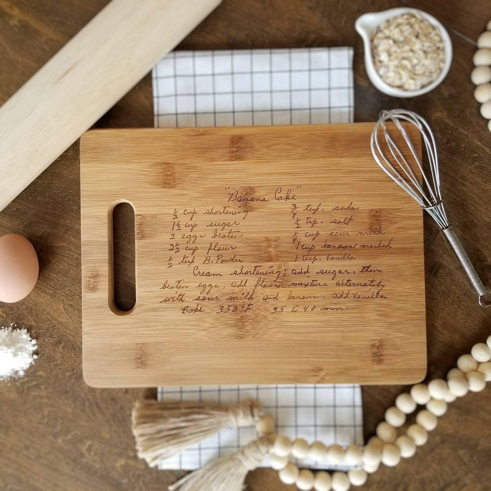 10 best gifts for grandparents from small businesses: A personalized cutting board with a family recipe
