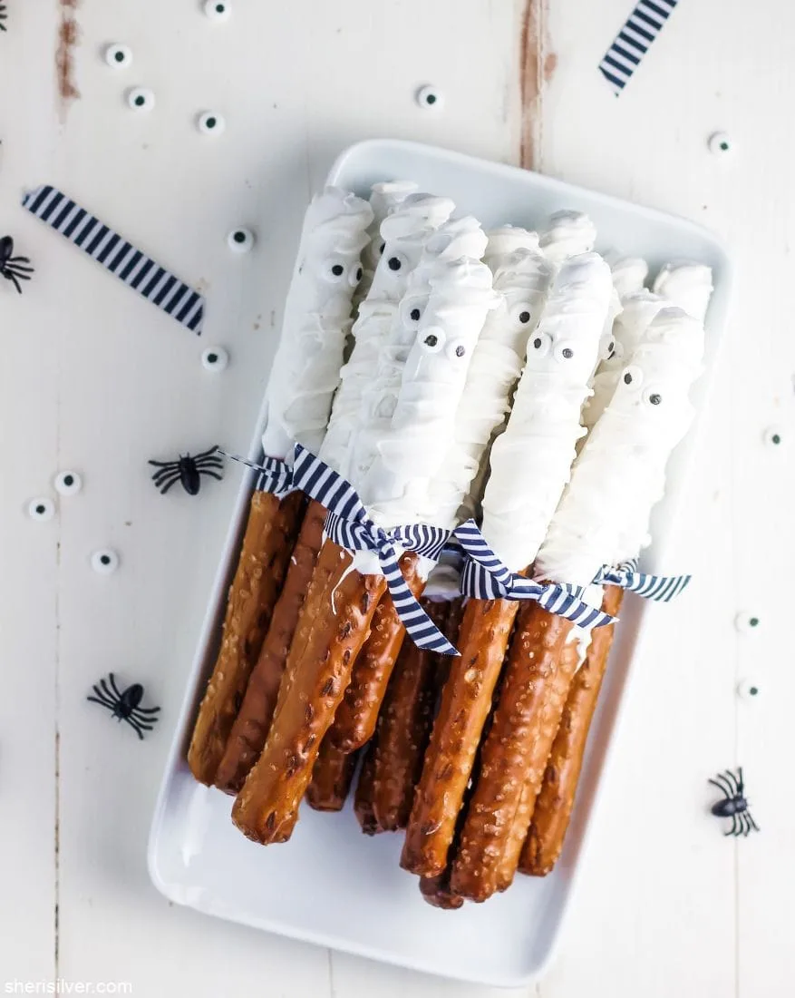 Mummy Pretzels by Sheri Silver: Cool Halloween craft ideas for teens