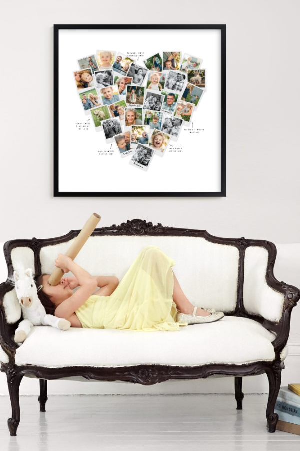 Minted heart poster from kids' art: Homemade and DIY gifts for Mother's Day