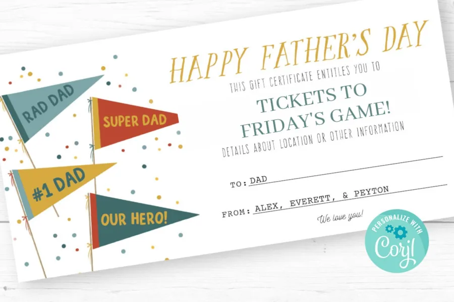 Printable Father's Day gift coupon for a last-minute gift