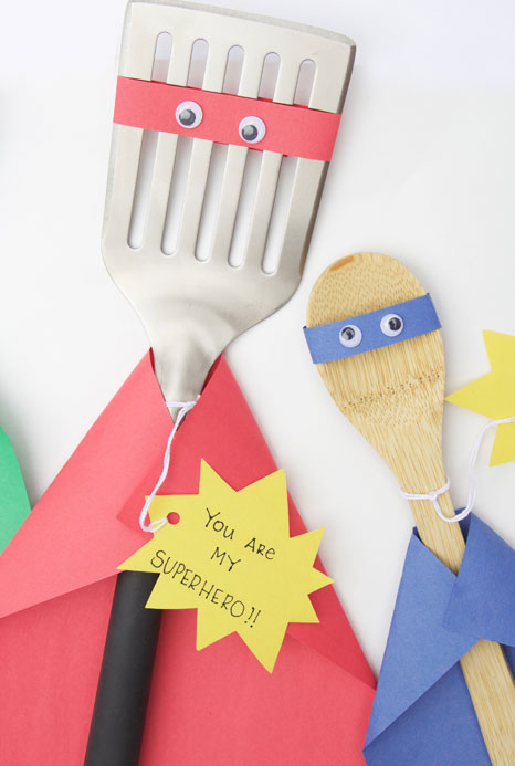 Easy Father's Day crafts for kids: Turn new utensils and tools into a superhero-themed gift for dad on Father's Day with this idea from One Little Project