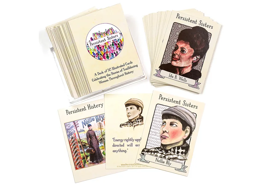 Persistent Sisters trading cards, featuring trailblazing women in history