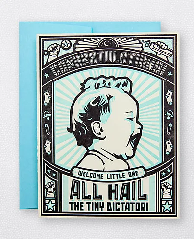A new baby card with seriously awesome sass