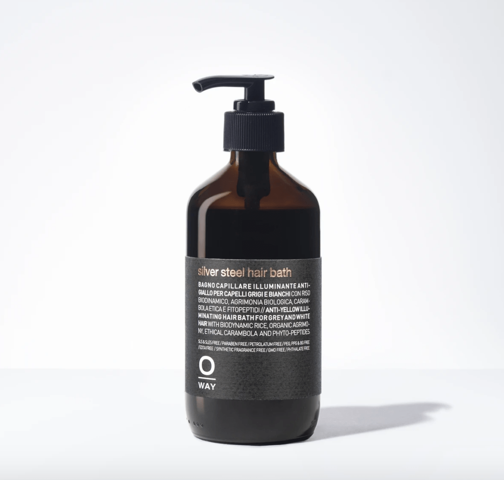 Growing out your grey hair: Purple shampoo is your friend! This one from OWAY is a favorite