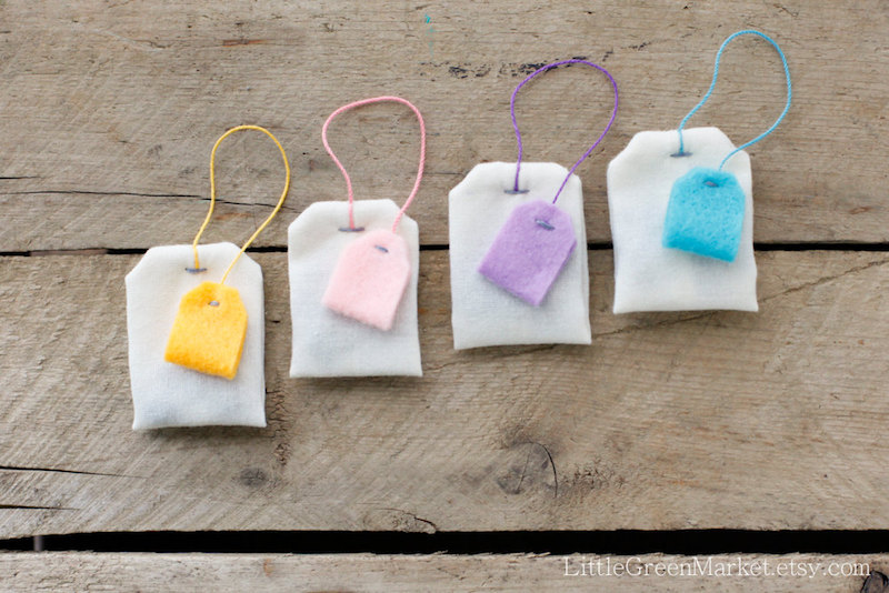 Cutest handmade play food on Etsy: Tea Bag Set by Little Green Market
