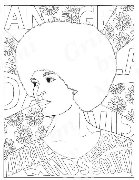 Angela Davis coloring page for Women's History Month