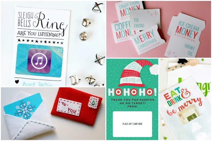 10 lovely DIY and printable gift card holders for the holidays, most of them free