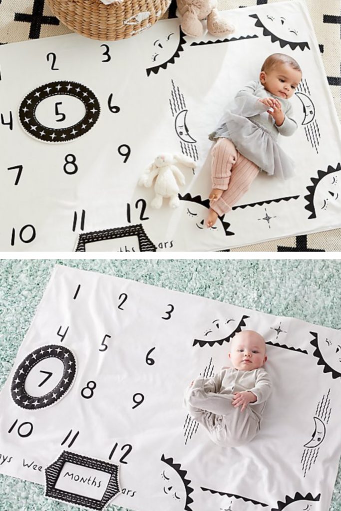 Modern Baby Milestone Mat makes taking pictures of your baby easy, month to month or even week to week | cool mom picks