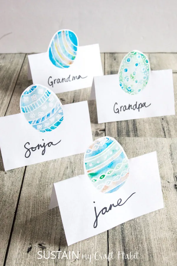 Free Easter printables: Painted name card printables by Sustain My Craft