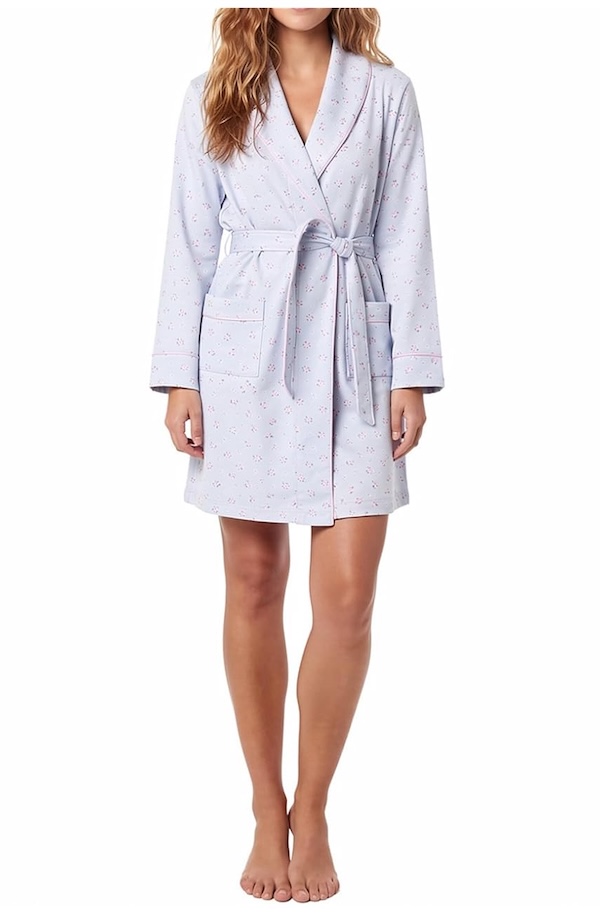 Blue floral buttery soft robe from Laura Ashley