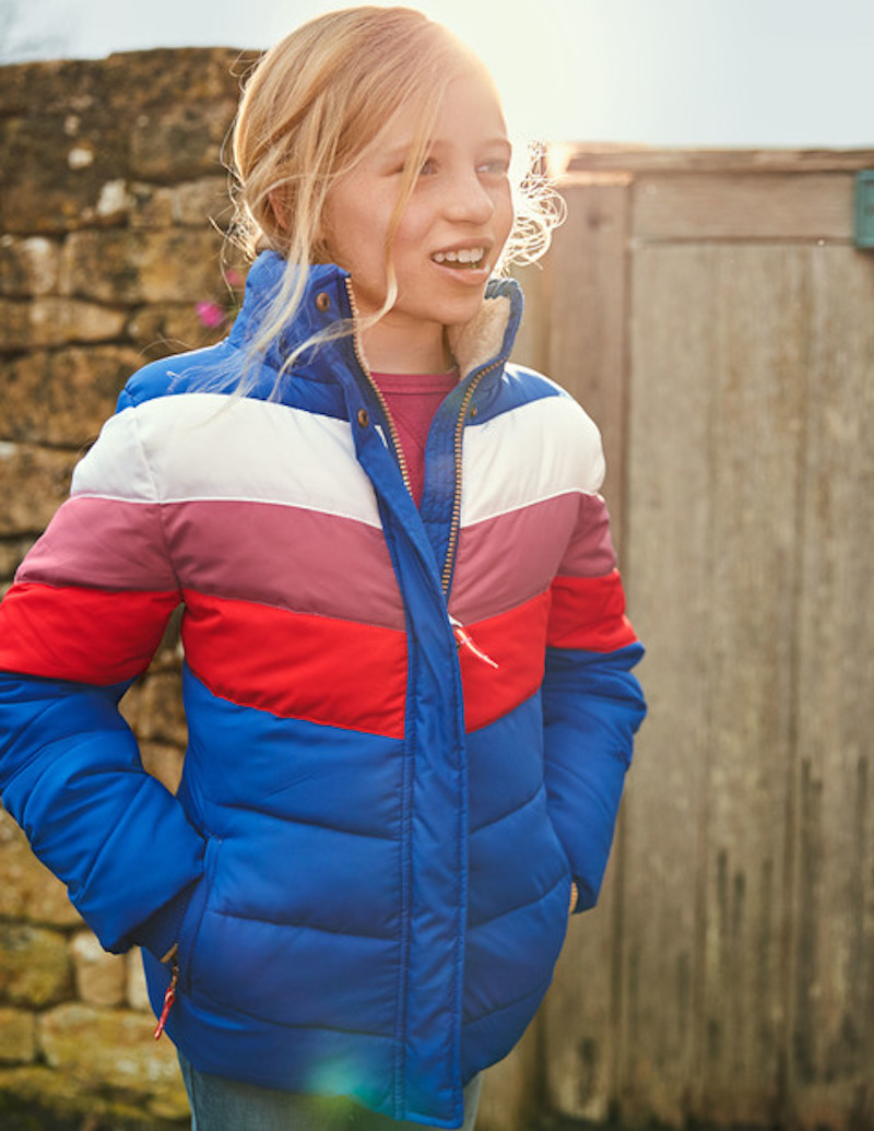 Stylish winter coats for girls: Retro-style puffer at Boden