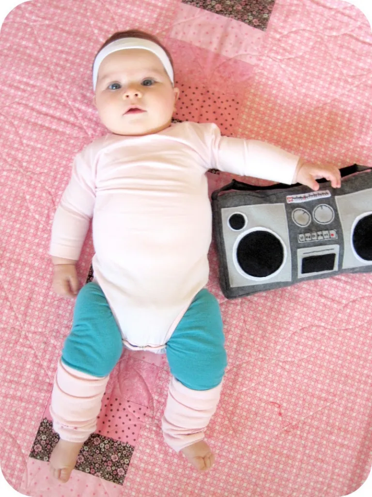Easy baby Halloween costumes from onesies: Aerobics Instructor by Homemade by Jill