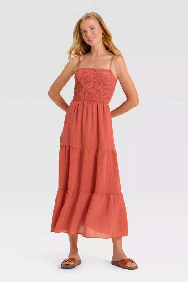 Women's Button-Front Smocked Maxi Sundress - Universal Thread™