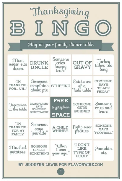 Best New Holiday Tradition goes to...Thanksgiving Bingo!