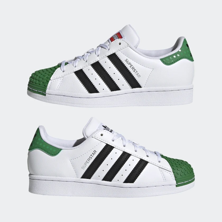 The new Adidas x Lego classic Superstars reinvented with the iconic block design