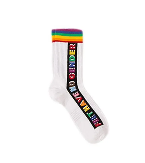 Pride month gifts that give back: Feet Have No Gender Socks from Happy Socks x Phluide Project